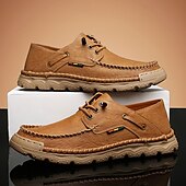 abordables sandales d&#039;extérieur-Baskets d&#039;extérieur pour hommes en cuir marron avec tige en mesh, semelle intérieure coussinée et semelle en caoutchouc durable pour le sport, la randonnée et les aventures actives en plein air