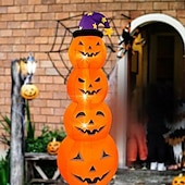 cheap Landscape Lights-1 Pc 2.4M Halloween Inflatable Pumpkin Luminous Strip Lamp Air Model Courtyard Garden Lawn Path Halloween Party Atmosphere Decorative Lights