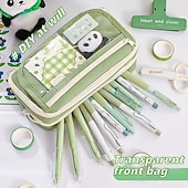 cheap Pencil Cases &amp; Holders-Large Capacity Storage Bag with 9-layer Pencil Case Transparent Compartment and Magnetic Button Flap for Easy Retrieval