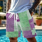 abordables short de survêtement 3d pour hommes-Homme Géométrique Bloc de Couleur Patchwork Short gaufré Shorts de survêtement Short décontracté Taille Moyenne Mode Décontractée Vacances Jogging Entraînement Taille élastique avec cordon de serrage