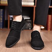 cheap Formal-Men&#039;s Oxfords Brogue Walking British PU Leather Suede Breathable Comfortable Slip Resistant Lace-up Dark Brown Black Blue Fall Winter