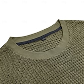 economico T-shirt in maglia waffle-Per uomo Maglietta a Maglia Waffle Maglietta Manica Corta Girocollo Estate Tutte le stagioni Blocco di colori Testurizzato Moda Designer Casual Bottoni Base All&#039;aperto Casuale Quotidiano Esercito