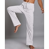 cheap Classic-Men&#039;s Linen Pants Trousers Summer Pants Beach Pants Pocket Elastic Waist Drawstring Plain Comfort Breathable Vacation Daily Holiday Hawaiian Boho Dark Brown ArmyGreen