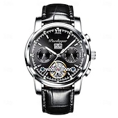 economico Orologi meccanici-Orologio da uomo con tourbillon meccanico automatico, orologio sportivo di lusso in acciaio inossidabile.