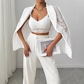 abordables Blazers et Costumes-Femmes Blazer Respirant Confortable Patchwork Broderie Mode Occasionnel Uni Bureau Rue Occasionnel Tenue quotidienne Ouvert devant Régulier Col Rabattu Coupe régulière manche longue Vêtements