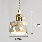 cheap Pendant Lights-Wabi-Sabi Terrazzo Pendant Light, Hotel Bedroom Retro Walnut &amp; Stone Lamp