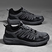 abordables Baskets-Homme Chaussures Décontractées Chaussures de randonnée Marche Occasionnel Cuir PU Maille Confortable Antidérapant Respirant À lacets Noir Jaune Vert Été Printemps