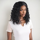abordables Perruques Synthétiques Sans Bonnet-Perruque Synthétique Ondulé Afro Bouclé Coupe Asymétrique Avec frange Fabriqué à la Machine Perruque 14 pouces A1 Cheveux synthétiques Femmes Classique Confortable Dégradé de couleur Noir