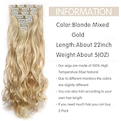 Недорогие Зажим в расширениях-Синтетические экстензии Кудрявый Искусственные волосы 22 дюймы Наращивание волос На клипсе 7шт Мягкость Регулируется пушистый Жен.