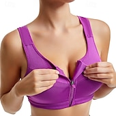 baratos Sutiãs esportivos &amp; coletes-Mulheres Sutiã de ioga Sutiã Esportivo Sutiã Pilates Good Top Flexão Sem costura Antivibração Sem Fio Zíper Cor Sólida / Simples Esporte Roupas Esportivas Preto Branco Academia Zumba Corrida