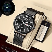 cheap Quartz Watches-A New Milan Stainless Steel Bracelet Business Quartz Watch With A Px7 Water Resistance Rating And Luminous Date And Day Display. It Is A Fashionable Trendy Casual And Versatile Sports Men&#039;S Business