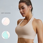 olcso Sportmelltartók és mellények-Női Jóga melltartó Sportmelltartók Pilates melltartó Jó felső Push up Varrat nélküli Rezgéscsillapítás Vezeték nélküli Egyszínű / Sima szín Sport Sportruházat Ezüst Kék tó Tornaterem Zumba Futás