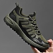 abordables Baskets-Homme Chaussures Décontractées Chaussures de randonnée Marche Occasionnel Cuir PU Maille Confortable Antidérapant Respirant À lacets Noir Jaune Vert Été Printemps