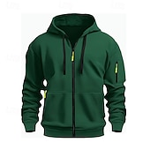 preiswerte Basic-Hoodies für Herren-Herren Kapuzensweatshirt Schwarz Weiß Wein Armeegrün Rote Mit Kapuze Einfach Reißverschluss Farbblock Sport &amp; Outdoor Lässig Täglich Polyester Cool Lässig sportlich Frühling &amp; Herbst Bekleidung