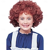 Girl's Little Red Orphan Costume Wig Halloween Cosplay Party Wigs3