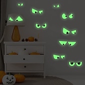 cheap Halloween Stickers-Halloween Glow in the Dark Wall Stickers, 10 Pairs Scary Eyes Fluorescent Face Decals for Day of the Dead Scene Decorations, Luminous Halloween Party Wall Decor