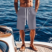 economico Vacanza-Per uomo Shorts Shorts di Lino Pantaloncini Estivi Shorts da Spiaggia Tasca Coulisse Elastico in vita Semplice Comodità Traspirante Lunghezza al ginocchio Vacanza Ferie Spiaggia Vacanza Hawaiano Nero