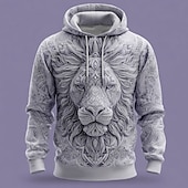 abordables Imprimé animalier-Homme 3D Sweats à capuche Sweatshirt Vêtements d&#039;extérieur Sweat à capuche Col ras du cou Frais Impression 3D Club Vêtements de rue Jaune Rose Claire Cordon de serrage 3D Automne Hiver Designer