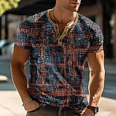Men's Geometric Abstract T Shirt Henley Shirt Short Sleeve Designer Modern Casual Street Casual Daily Summer Spring Coffee Henley Henley T-Shirt4