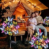 cheap Landscape Lights-2 Pcs Solar Butterfly Tree Lights Outdoor Waterproof Pathway Lights for Wedding Party Villa Walkway Garden Lawn Camping Party Landscape Decoration