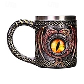 economico Tazze e tazzine-Boccale da birra in acciaio inossidabile con occhio di drago, regalo per l&#039;Oktoberfest, tazza da caffè unica con scolpitura a forma di drago, bicchiere per l&#039;acqua con statua di drago in 3D, boccale creativo in metallo.