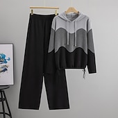 baratos Fatos de treino-Mulheres Moletom Suéter Conjunto de Roupa Atlética Outono Bolsos Bloco de cor Conjuntos Preto Vermelho Academia Exercite-se Esportivo Térmico / Quente A Prova de Vento Macio Manga Longa Esporte