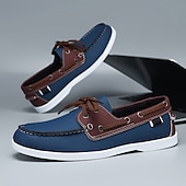 economico Casuale-scarpe da barca da uomo bicolore nere e bianche con design classico allacciato, comode ed eleganti, ideali per gite in spiaggia, abbigliamento casual ed eventi estivi