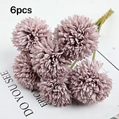 abordables Plantas artificiales-6 bolas de flores artificiales de crisantemo y diente de león para sala de estar, cerámica, decoración de bodas y arreglos florales de imitación.