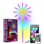 baratos Fitas de Luz Inteligentes-Luzes LED de Fogos de Artifício Inteligentes USB Decorativas para Quarto Luzes LED que Mudam de Cor com Efeito de Explosão Controle Remoto do App da Tira RGB para Halloween