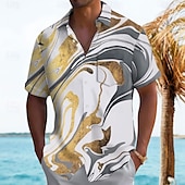 voordelige Geometrisch patroon-Voor heren Geometrisch Abstract Marmer Overhemd Zomer overhemd Overhemd met knopen Korte mouw Mode-casual Buiten Vakantie Dagelijks gebruik Zomer Lente Strijkijzer 3D-afdrukken shirts met kraag
