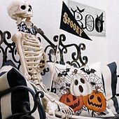 abordables Taies d&#039;Oreiller-1 pcs Polyester Housse de coussin, Halloween Carré Traditionnel Classique