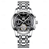 economico Orologi meccanici-Orologio da uomo con tourbillon meccanico automatico, orologio sportivo di lusso in acciaio inossidabile.