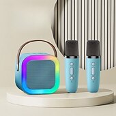 billige Mikrofoner-k12 trådløs mikrofon karaokemaskin bluetooth-høyttaler ktv hifi stereolyd led-lys for utendørs hjemmefest