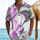 voordelige Geometrisch patroon-Voor heren Geometrisch Abstract Marmer Overhemd Zomer overhemd Overhemd met knopen Korte mouw Mode-casual Buiten Vakantie Dagelijks gebruik Zomer Lente Strijkijzer 3D-afdrukken shirts met kraag