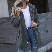 preiswerte Wasserdichte Jacken-Damen Wanderjacke Regenjacke Regenmantel Außen Wasserdicht Winddicht Wanderoutfits Wanderbekleidung Frühling Herbst Oberteil Baumwolle Camping / Wandern / Höhlenforschung Laufen Einfarbig Dunkelgrau