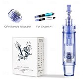 baratos Utensílios dermatológicos-Caneta nano redonda dr pen a1 com 15 peças/caixa, cartucho para microagulhamento, cuidados com a pele, maquiagem BB glow