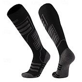 cheap Sports Socks-1 Pair Men&#039;s Women&#039;s merino wool socks Hiking Socks Sports Socks Thermal Warm Breathable Anti Blister Thick Outdoor Over The Calf Patchwork Merino Wool Dark Grey Black Pink for Ski / Snowboard