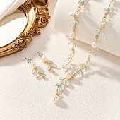preiswerte Schmucksets-Brautschmuck-Sets 2 Zirkon Imitationsperle Strass 1 Halskette Ohrringe Damen Elegant Stilvoll Einfach Niedlich Perlen Blattform Schmetterling Unregelmäßig Schmuck-Set Für Hochzeit Party