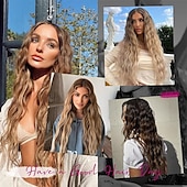 baratos Clip nas extensões-extensões de cabelo clip in 5 peças extensões de cabelo castanho 24 extensões de cabelo longas e grossas ondas soltas he002 trama de renda invisível apliques naturais macios para mulheres castanho
