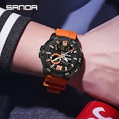 baratos Relógios Digitais-Sanda 3372 relógio masculino com visor duplo, cronógrafo, despertador, esportivo, multifuncional, à prova d&#039;água, com LED, eletrônico