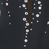 preiswerte Kleidung für lateinamerikanische Tänze-Latin Dance Kleid Strass Damen Performance Salsa Wettkampfkleidung Langarm Rumba Chacha Party Bühnentanzbekleidung