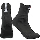 abordables Calcetines deportivos-1 par de calcetines de senderismo para hombre, deportivos, transpirables, antiampollas, que absorben el sudor, acolchados, para exteriores, de un cuarto de tripulación, con parches de poliéster, negros, blancos y grises para correr