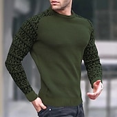 preiswerte Herrenpullover-Herren Pullover Strickpullover Waffel Stricken Farbblock Rundhalsausschnitt Elegant Vintage Formell Heim Bekleidung Bischofsärmel Herbst Winter Schwarz Weiß S M L