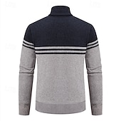preiswerte Herren Strickjacke-Herren Pullover Strickjacke Kurzer Pullover Gerippt Stricken Normale Oberteile Gestrickt Farbblock Stehkragen Aufwärmen Moderne zeitgenössische Büro Lässig Bekleidung Herbst Winter Schwarz Marineblau