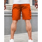 baratos Ar livre-Homens Bermuda Cargo Calção Shorts de verão Com Cordão Cintura elástica Bolso multi Tecido Conforto Vestível Comprimento do joelho Ao ar livre Esporte Diário Moda Casual Preto Azul Marinho