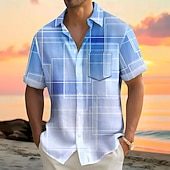 voordelige Geometrisch patroon-Voor heren Geometrisch Verloop Lijn Overhemd Zomer overhemd Overhemd met knopen Korte mouw Mode-casual Buiten Vakantie Dagelijks gebruik Zomer Lente Strijkijzer 3D-afdrukken shirts met kraag Voorste