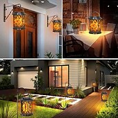 cheap Landscape Lights-Solar Flickering Flame Lantern Outdoor Lights  Waterproof Hanging Solar Lanterns Lights Solar Powered Lanterns Outdoor for Patio Yard Deck Pathway
