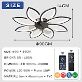 cheap Ceiling Fan Lights-Ceiling Fan with Lighting Modern LED Dimmable Fan Ceiling Light with Fan and Remote Control Timing Quiet Acrylic Flower Shape Ceiling Lamp for Bedroom Kitchen Dining Room Living Room