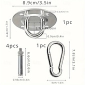 baratos Atividade ao Ar Livre-Cabide de balanço de trabalho de 6 peças - gancho de aço inoxidável para suporte de teto, kit de ferragens para balanço, rede, ioga, saco de areia, várias academias internas e externas