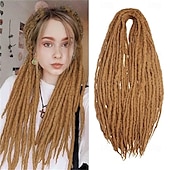 abordables Crocheter les cheveux-Extensions de dreadlocks à double extrémité en laine de 22 pouces, 15 brins de dreads synthétiques marron mélangés, dreadlocks fines et douces de style hippie pour femmes